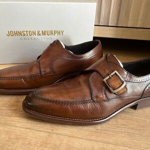 Johnston & Murphy Cormac Monk Strap Shoes, Mahogany Italian Calfskin – Men’s 8.5